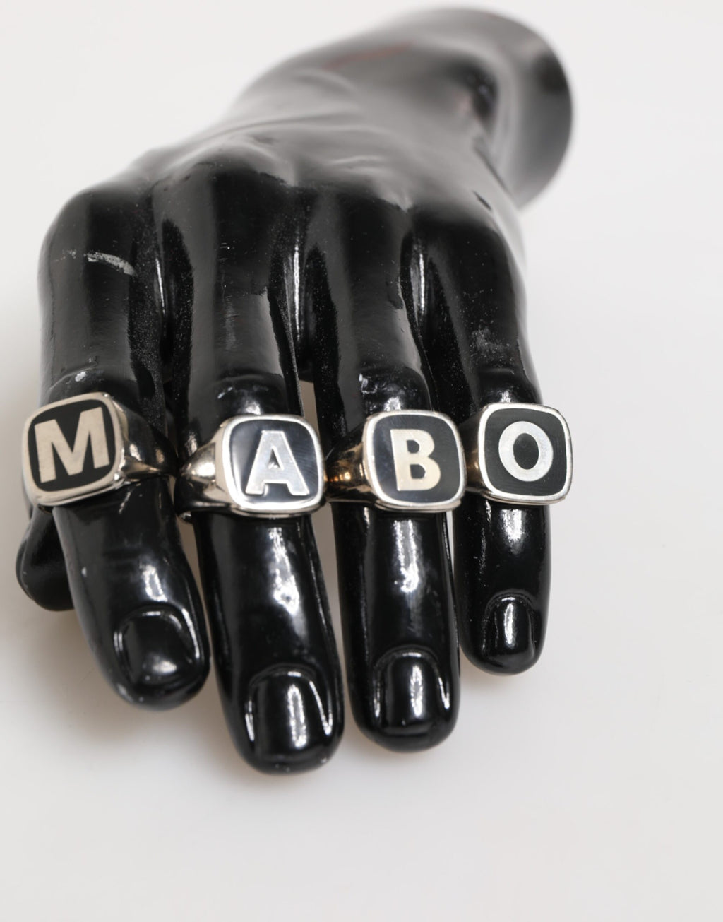 Dolce & Gabbana Silver-Tone Brass Lettering Set 5-Piece Adjustable Ring