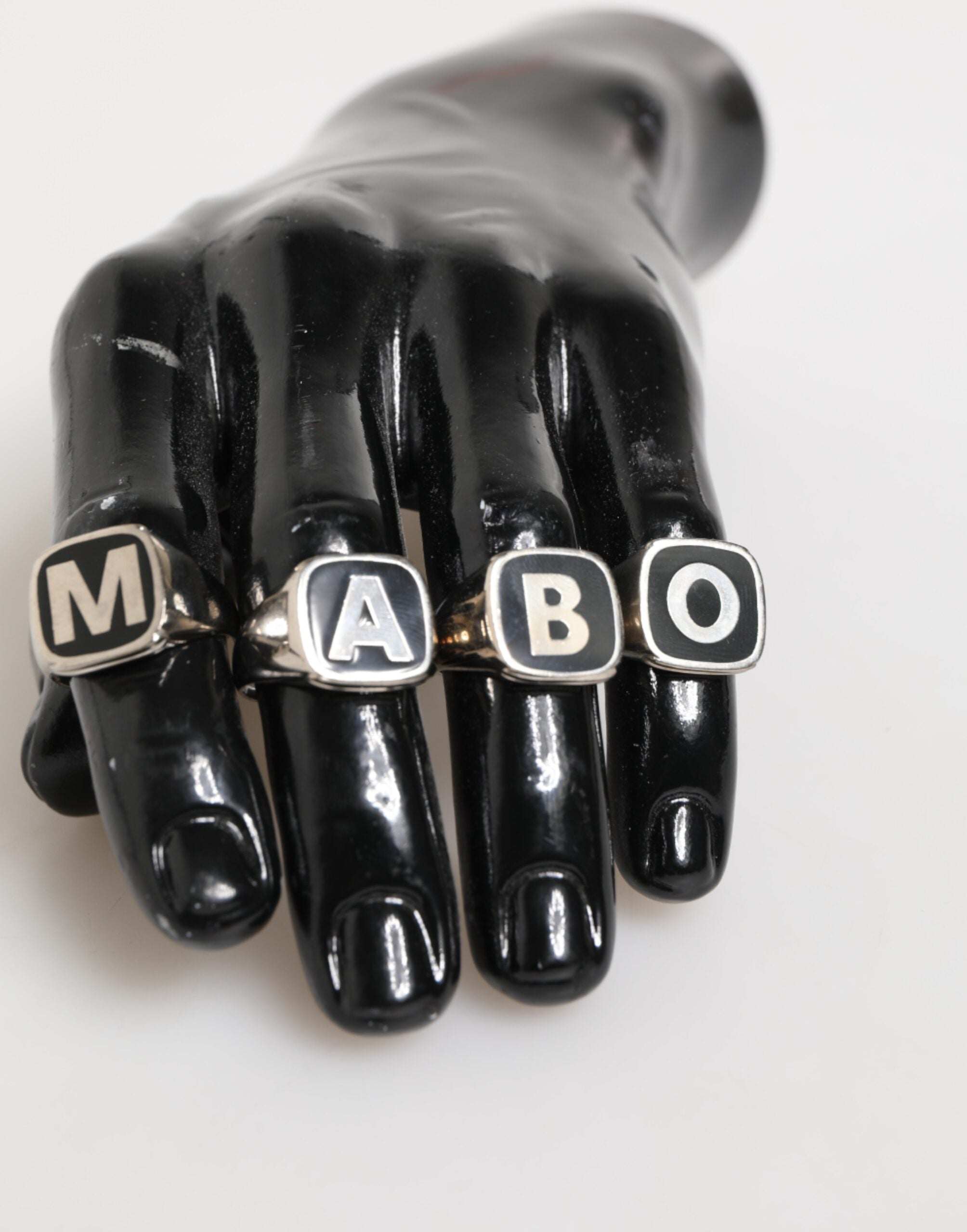 Dolce & Gabbana Silver-Tone Brass Lettering Set 5-Piece Adjustable Ring