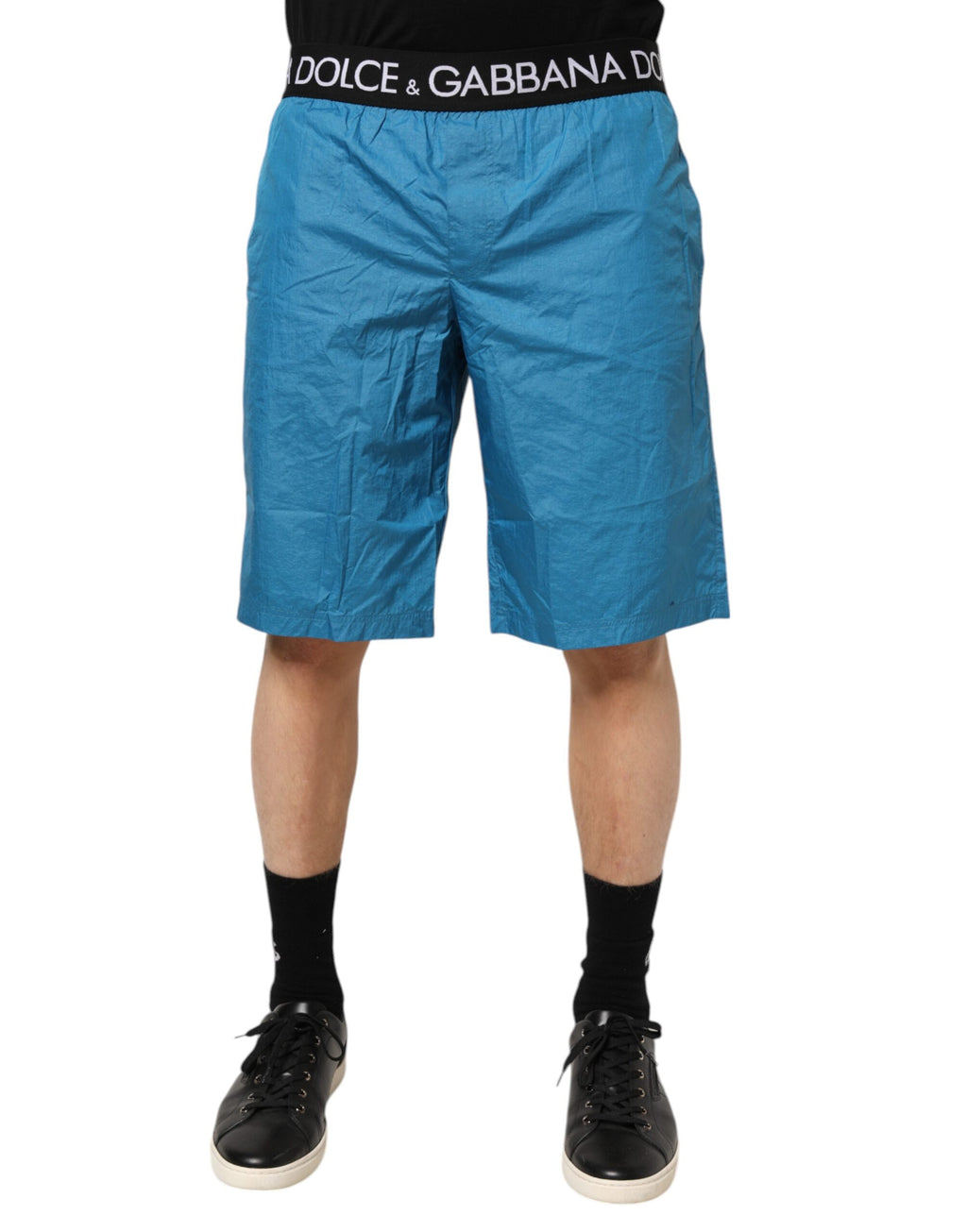 Dolce & Gabbana Blue Logo Waist Swim Shorts Swimwear
