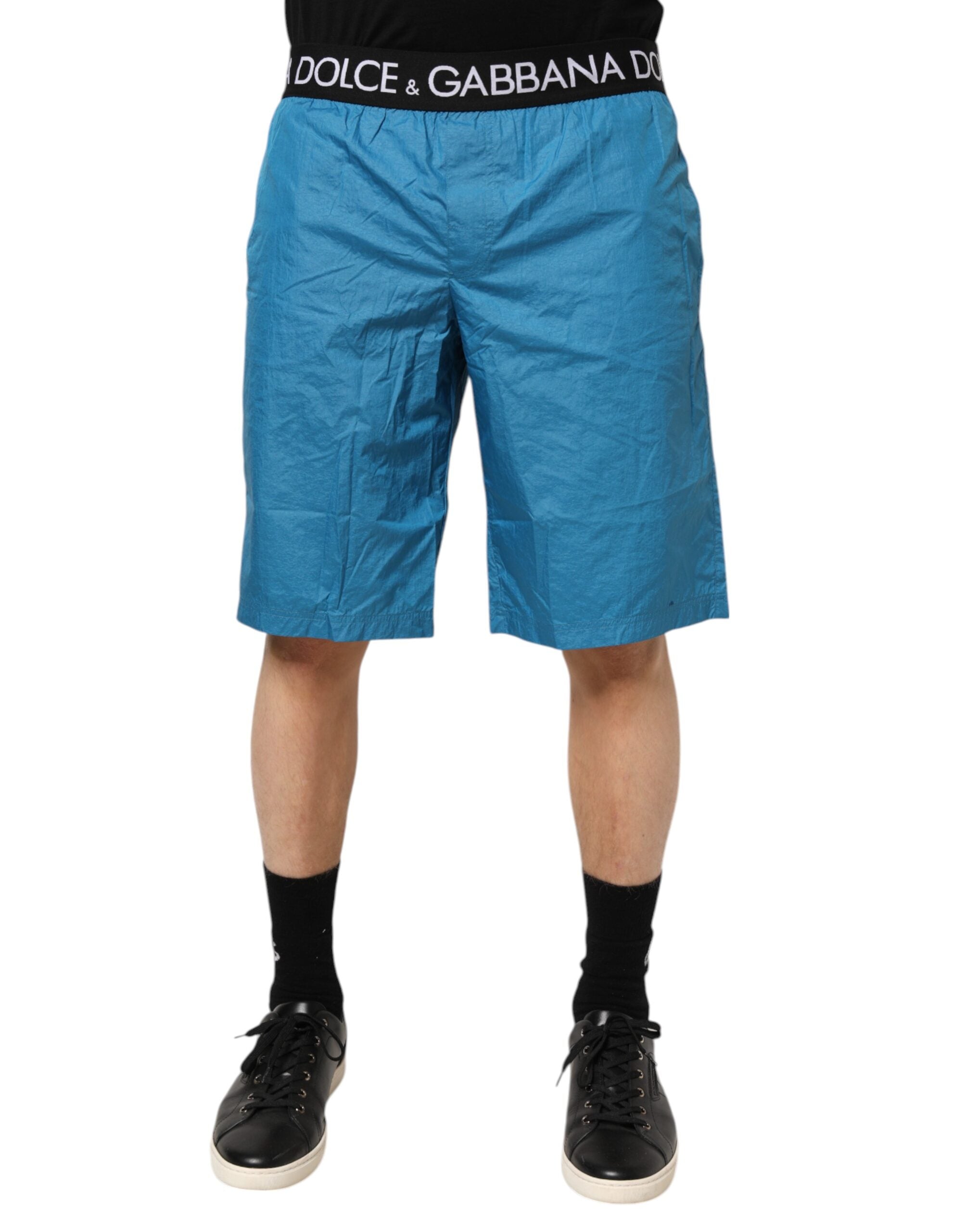 Dolce & Gabbana Blue Logo Waist Swim Shorts Swimwear