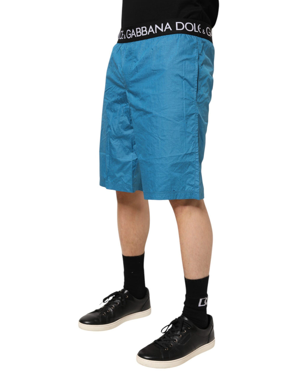 Dolce & Gabbana Blue Logo Waist Swim Shorts Swimwear