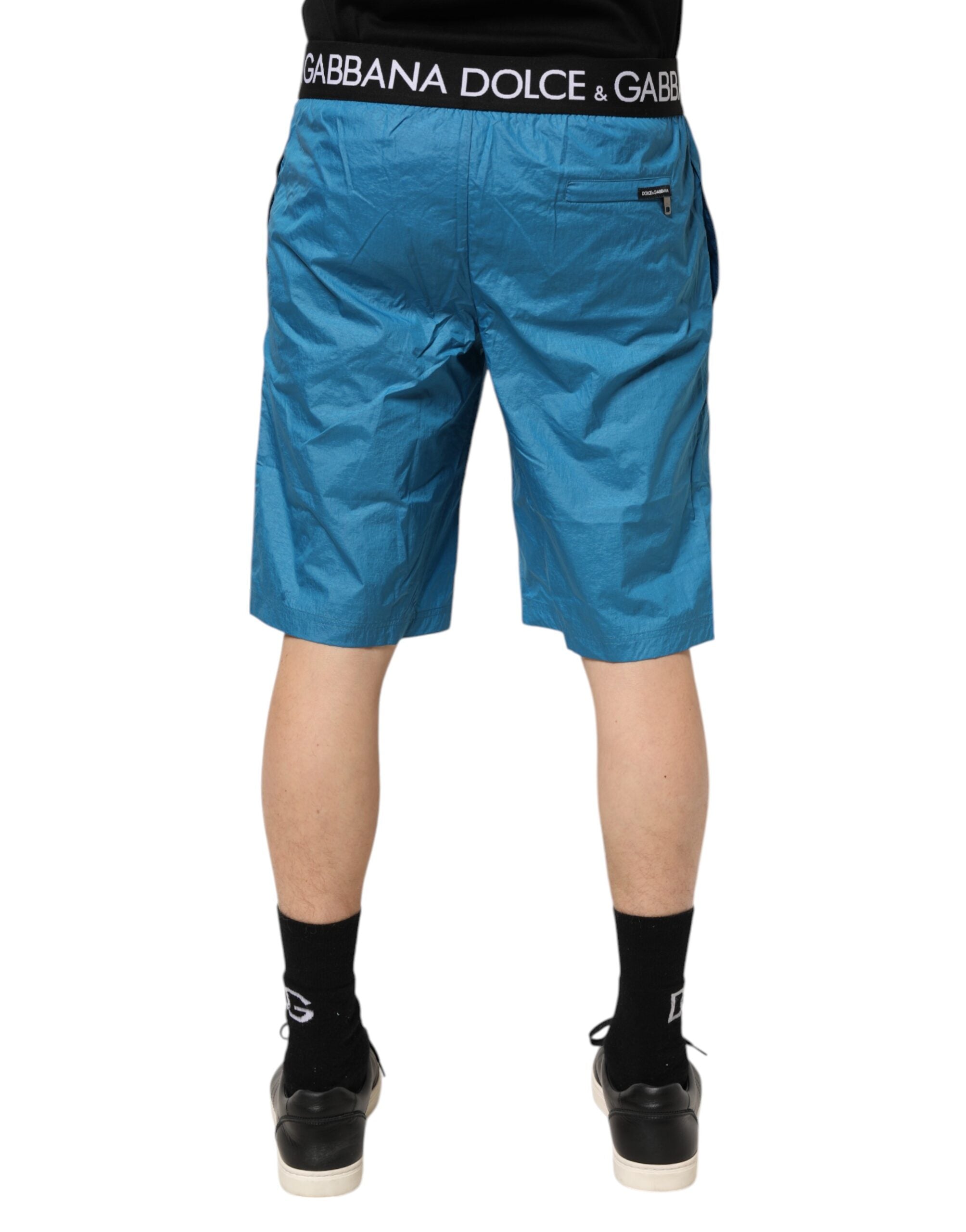 Dolce & Gabbana Blue Logo Waist Swim Shorts Swimwear