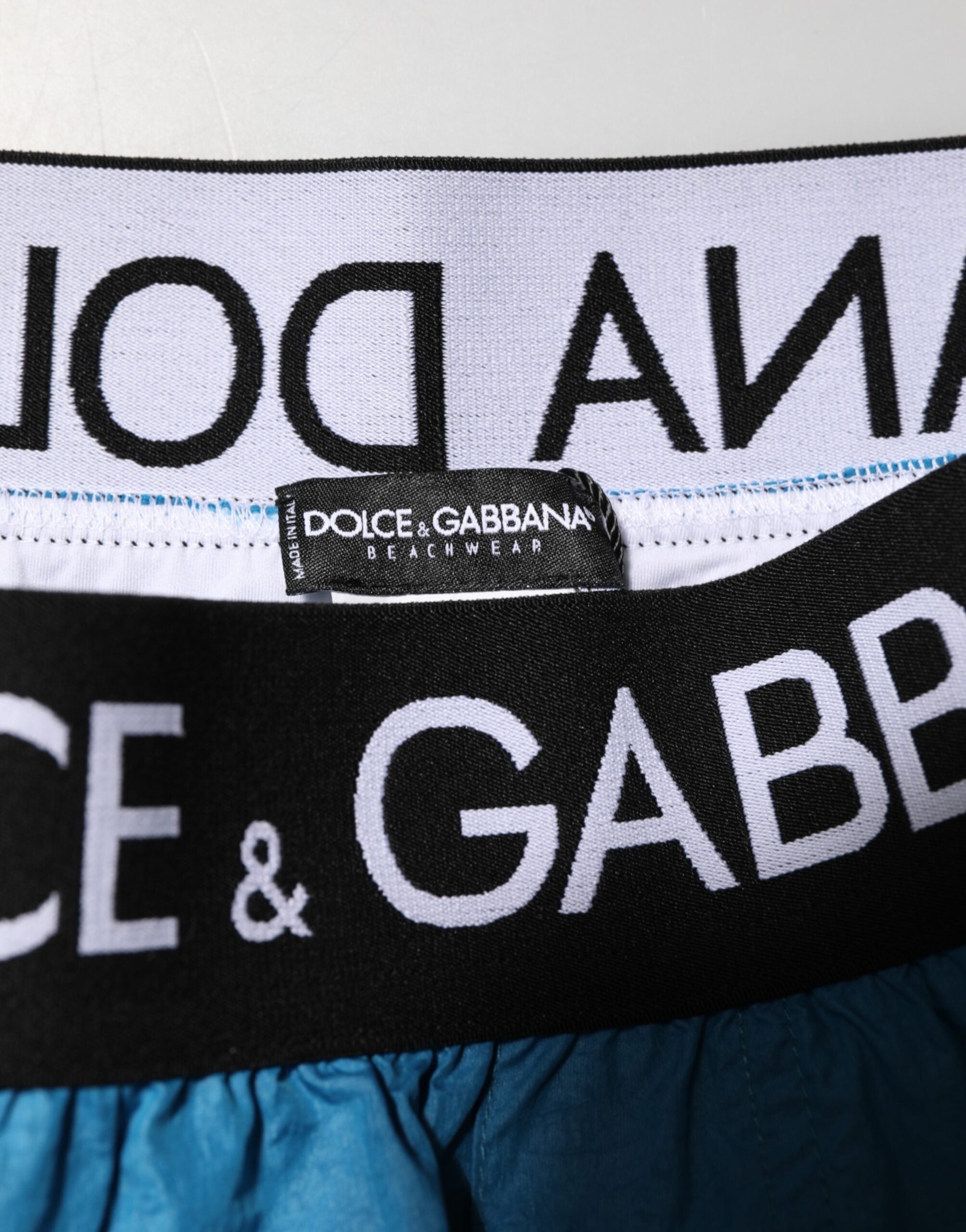 Dolce & Gabbana Blue Logo Waist Swim Shorts Swimwear