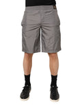Dolce & Gabbana Hellgraue Nylon-Badeshorts mit elastischer Taille Bademode