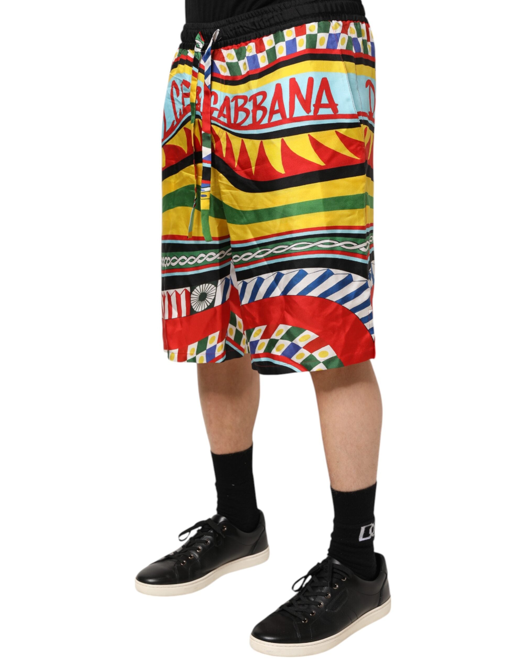 Dolce & Gabbana Multicolor Sicilian Carretto Swim Shorts
