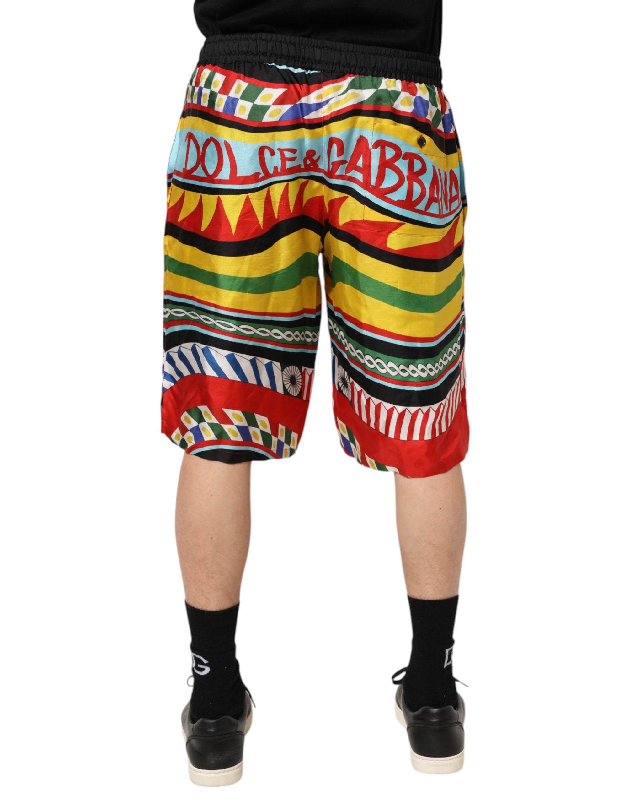 Dolce & Gabbana Multicolor Sicilian Carretto Swim Shorts
