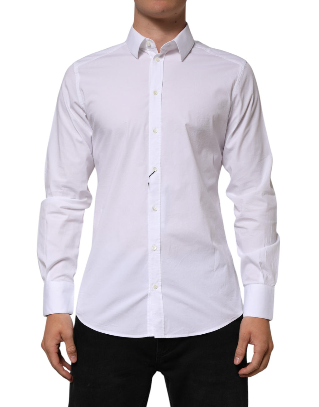 Dolce & Gabbana White Cotton GOLD Long Sleeve Formal Men's Shirt