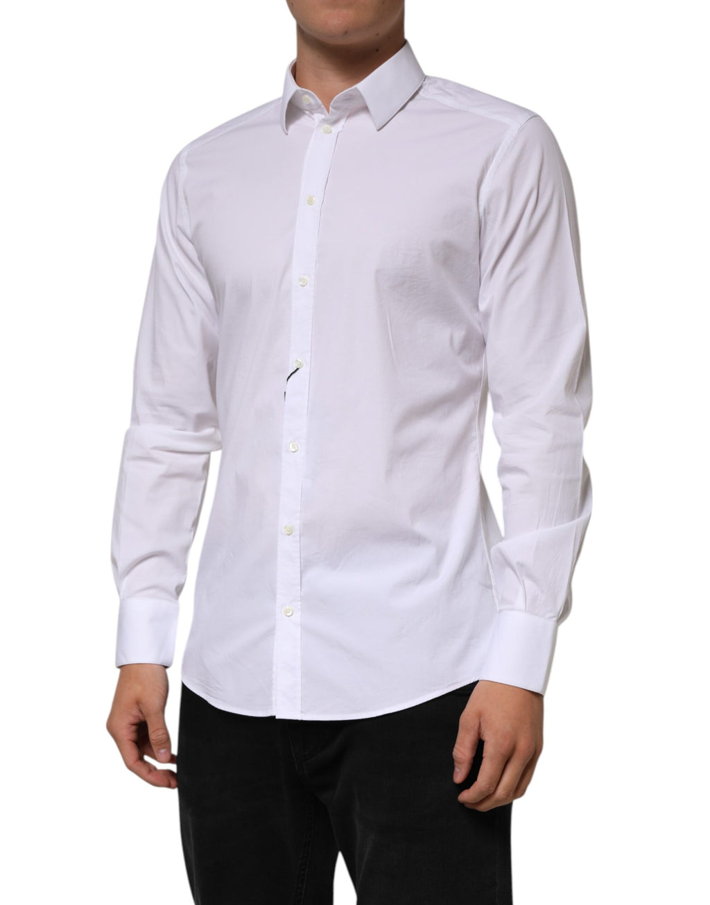 Dolce & Gabbana White Cotton GOLD Long Sleeve Formal Men's Shirt