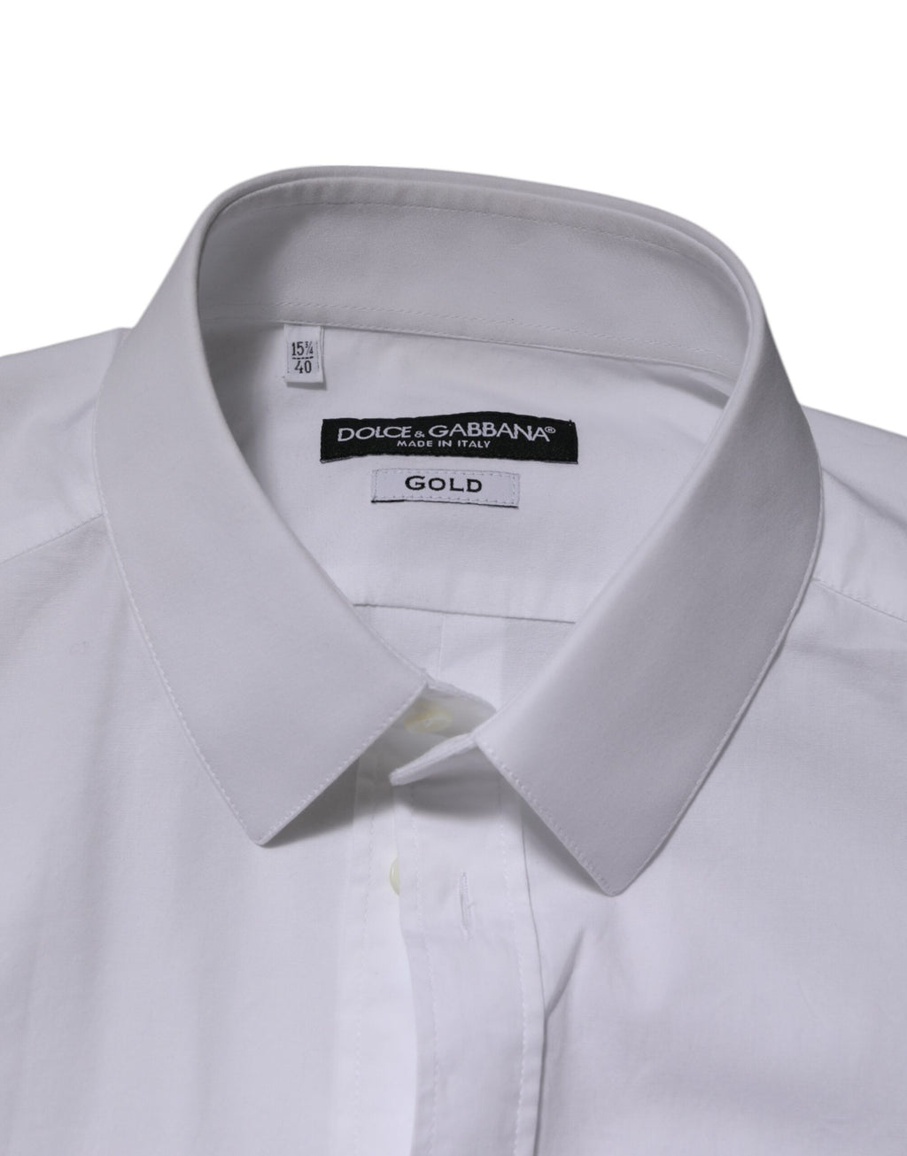 Dolce & Gabbana White Cotton GOLD Long Sleeve Formal Men's Shirt