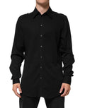Dolce & Gabbana Black Viscose Long-Sleeved Formal Shirt