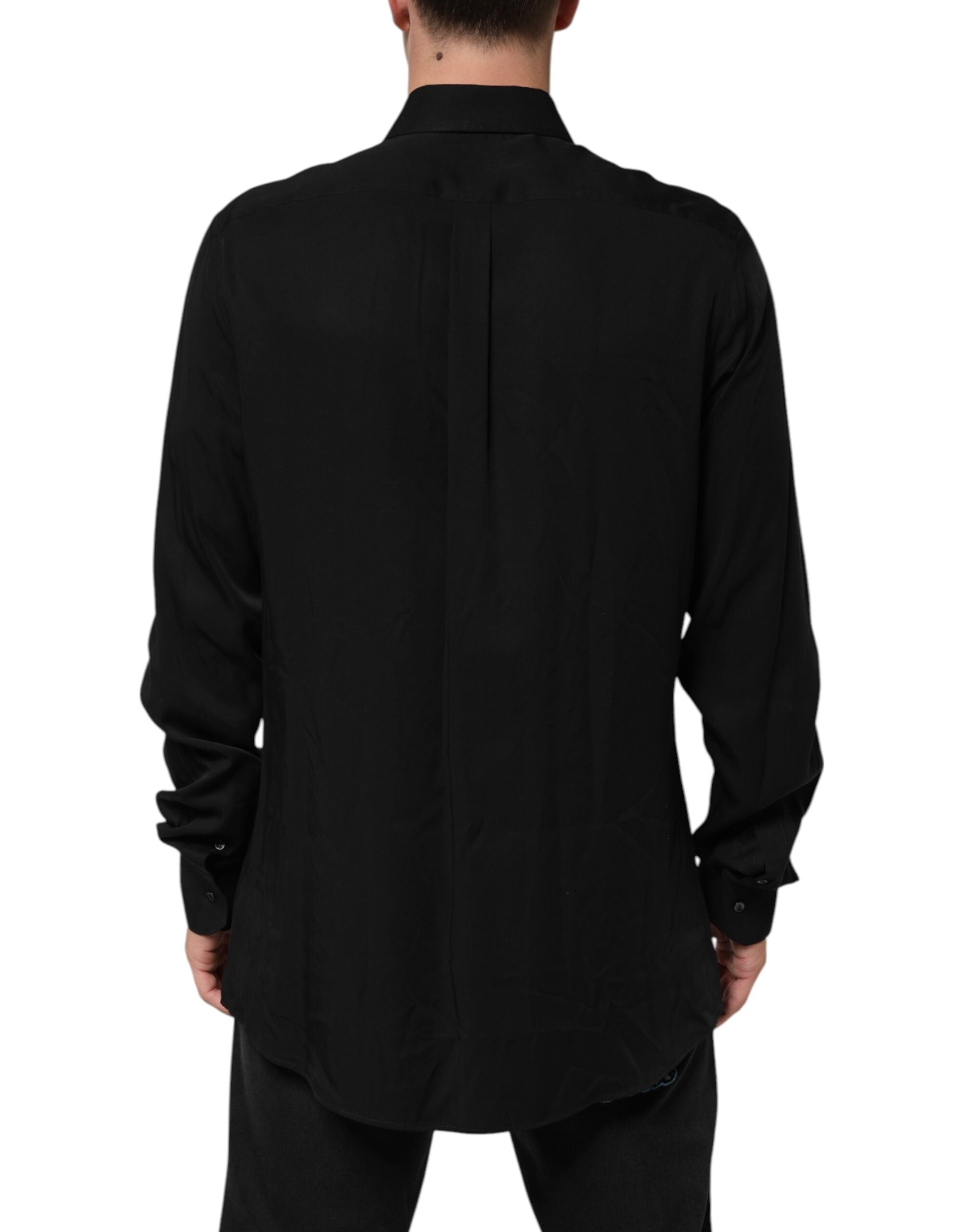 Dolce & Gabbana Black Viscose Long-Sleeved Formal Shirt