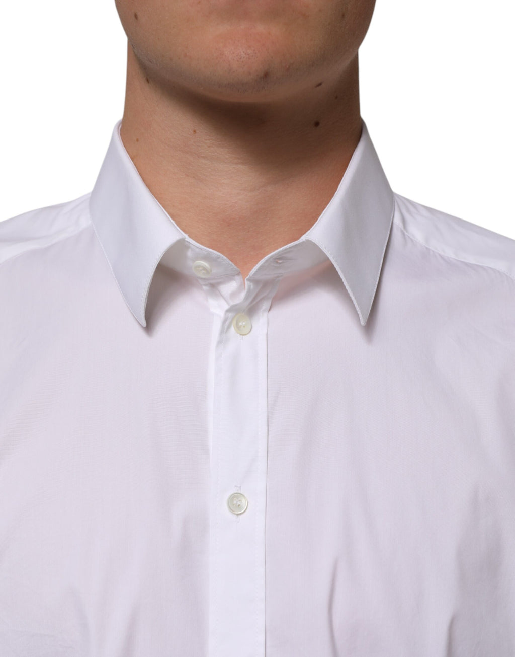 Dolce & Gabbana White Long-Sleeve Cotton GOLD Formal Shirt