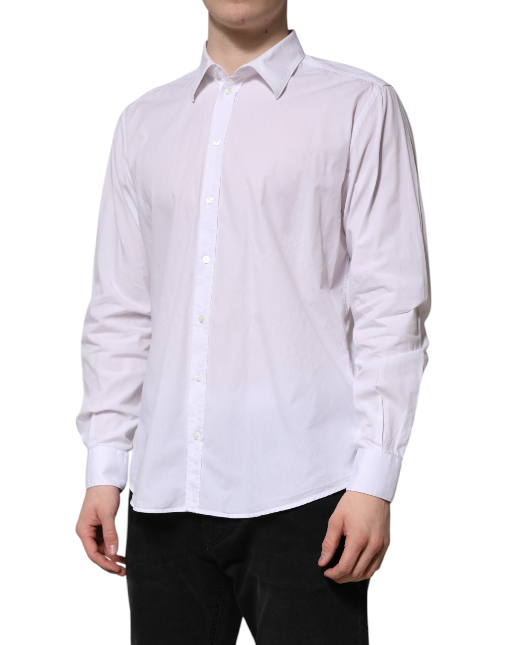Dolce & Gabbana Weißes STAFF Hemd aus Baumwolle mit langen Ärmeln Forma