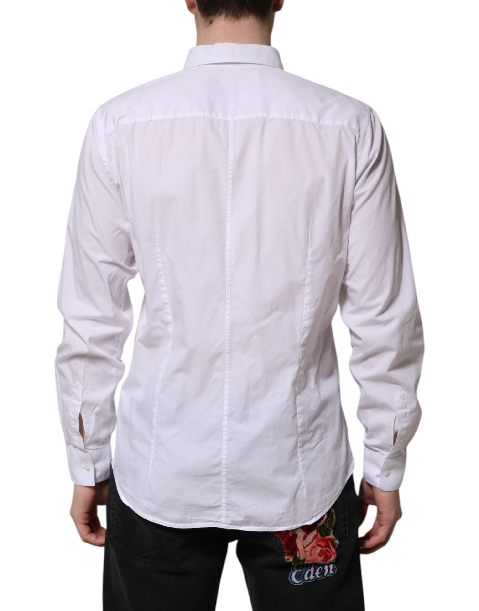 Dolce & Gabbana Weißes STAFF Hemd aus Baumwolle mit langen Ärmeln Forma