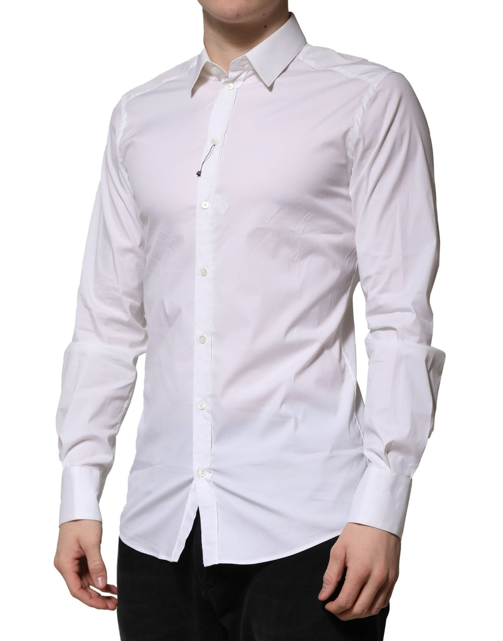 Dolce & Gabbana White Long-Sleeve Cotton GOLD Formal Shirt