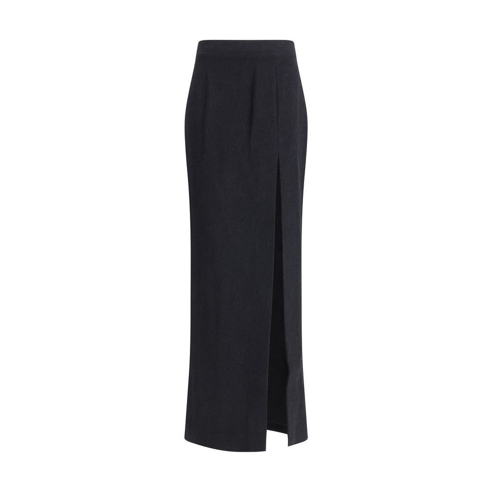Alessandra Rich Langer Rock aus schwarzer Wollfleece