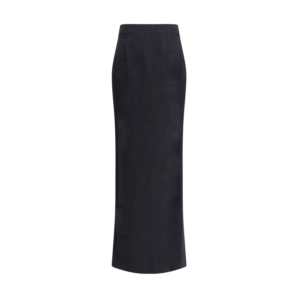 Alessandra Rich Langer Rock aus schwarzer Wollfleece