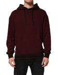 Dolce & Gabbana Burgundy Cotton Plaid Lined Men's Hoodie Pullover