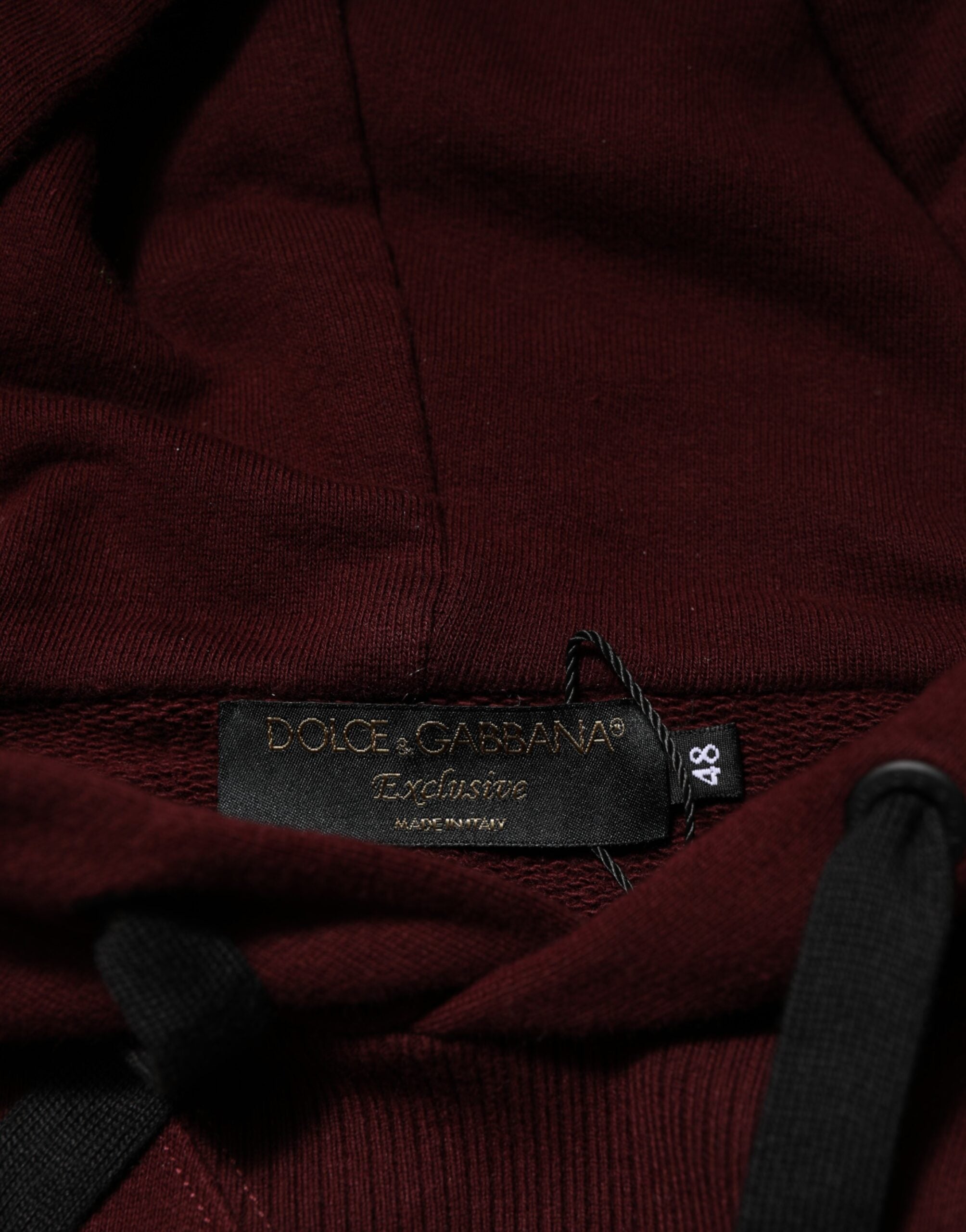 Dolce & Gabbana Burgundy Cotton Plaid Lined Men's Hoodie Pullover