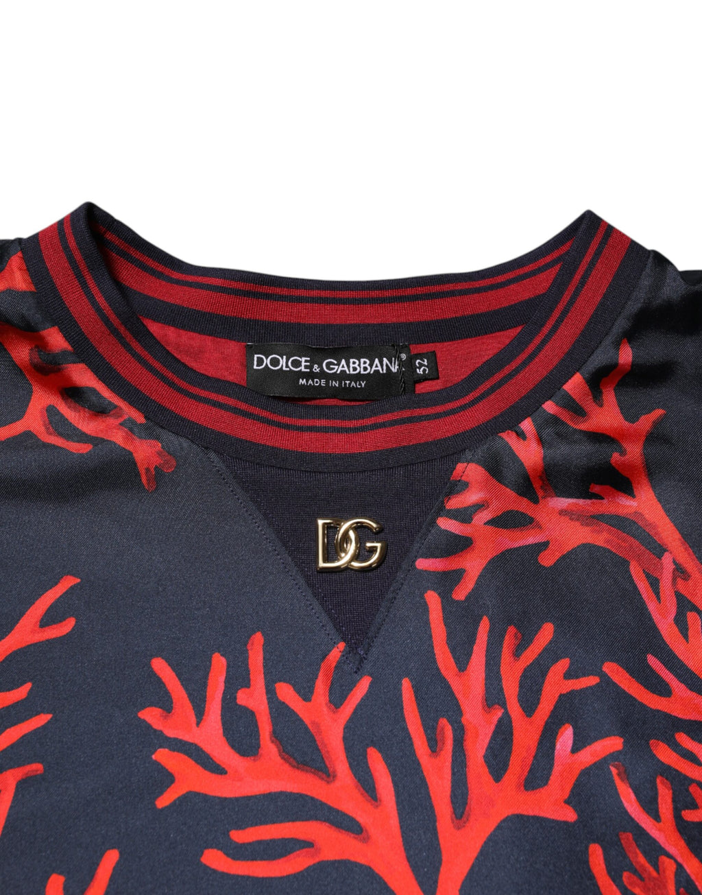 Dolce & Gabbana Navy Coral Print Silk Sweater