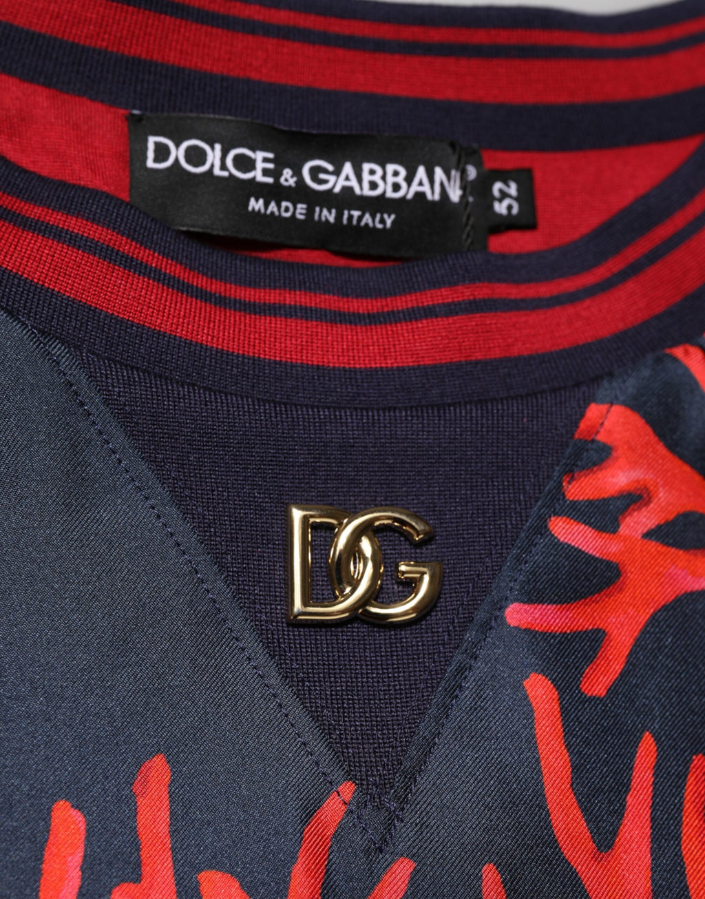 Dolce & Gabbana Navy Coral Print Silk Sweater