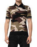 Dolce & Gabbana Camouflage Brown Silk Military Polo T-Shirt