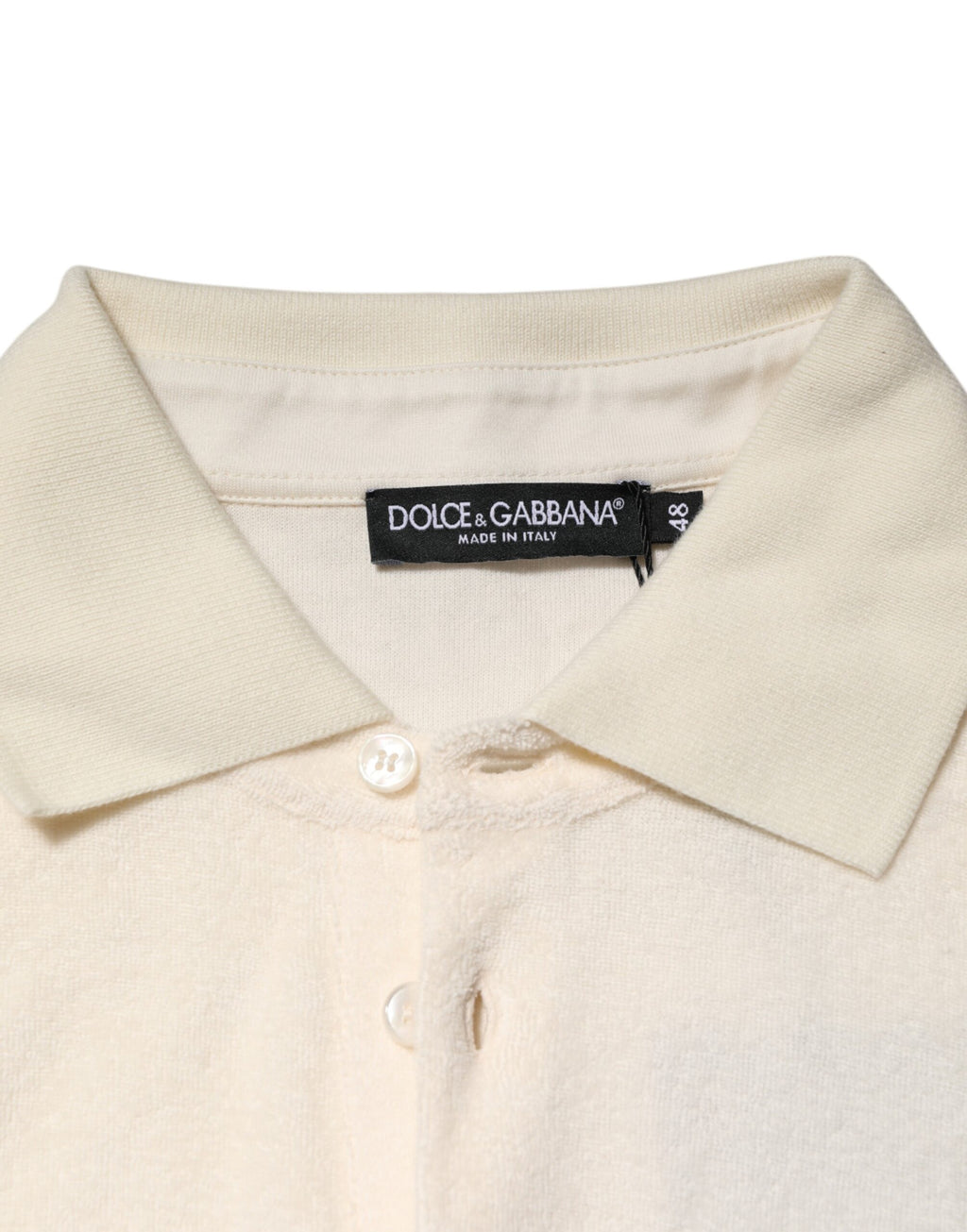 Dolce & Gabbana Ivory Cotton Terry Logo Polo Shirt