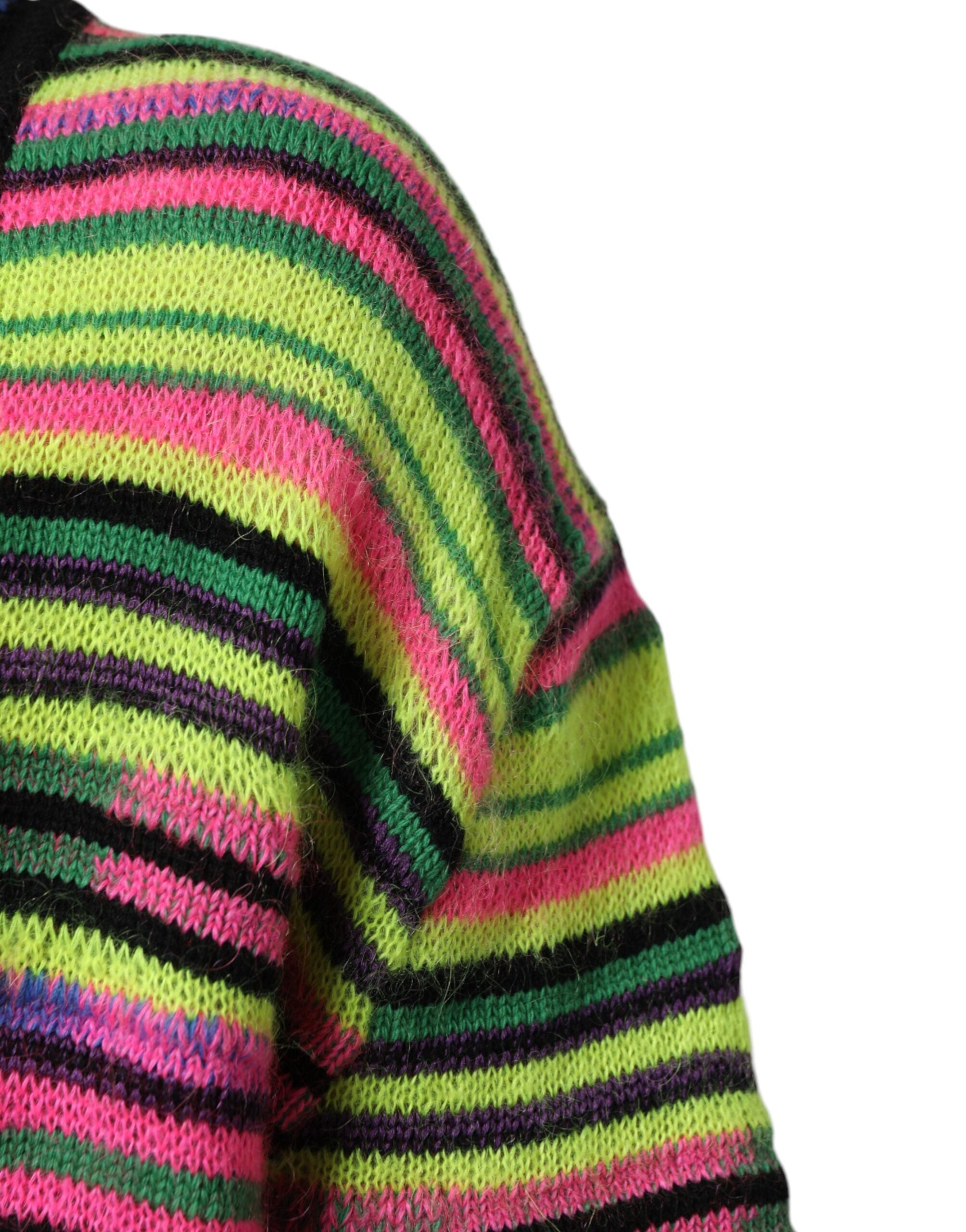 Dolce & Gabbana Multicolor DG Logo V-Ausschnitt Strickpullover