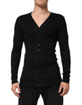 Dolce & Gabbana Men's Black Cotton Button-Front Cardigan