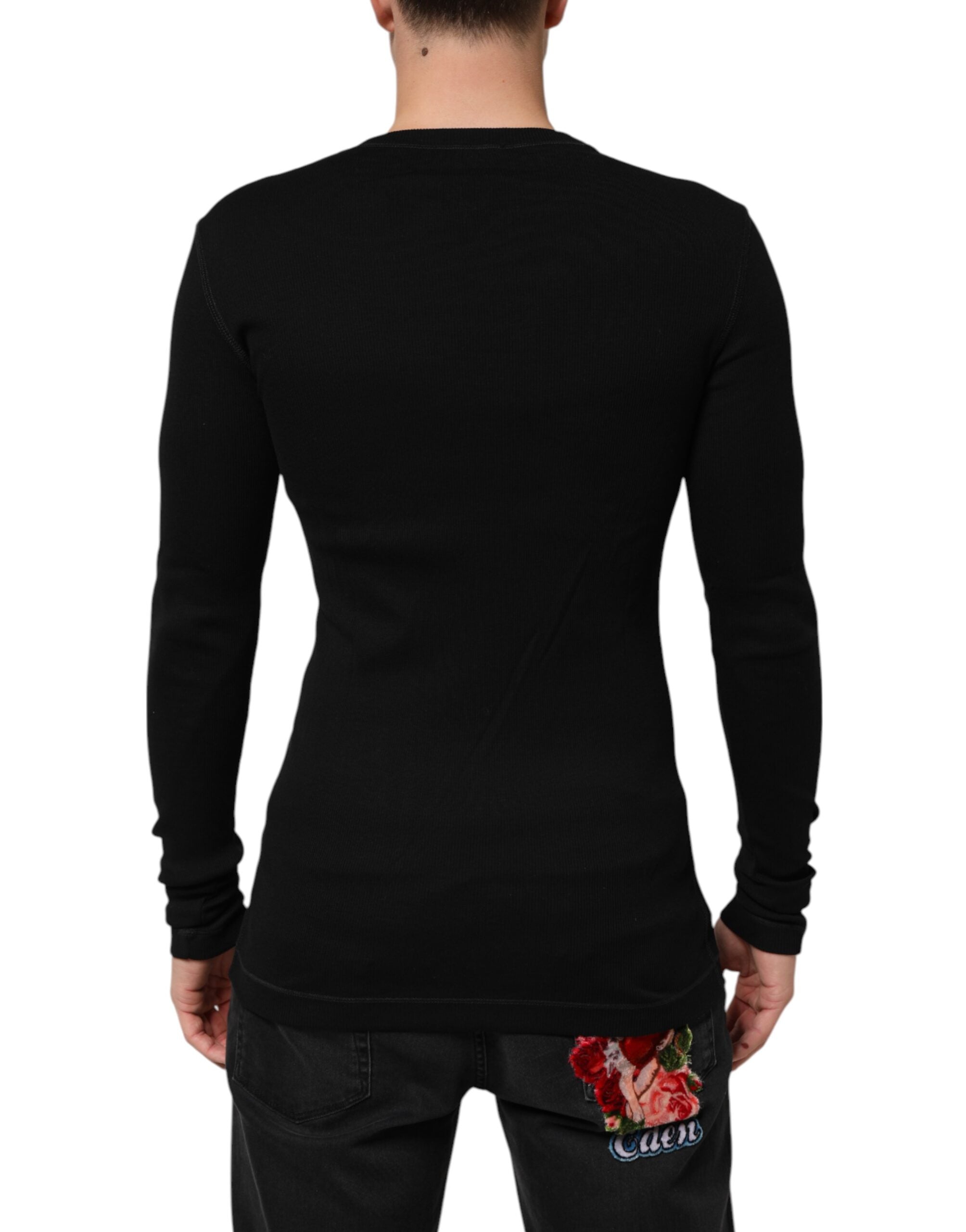 Dolce & Gabbana Men's Black Cotton Button-Front Cardigan