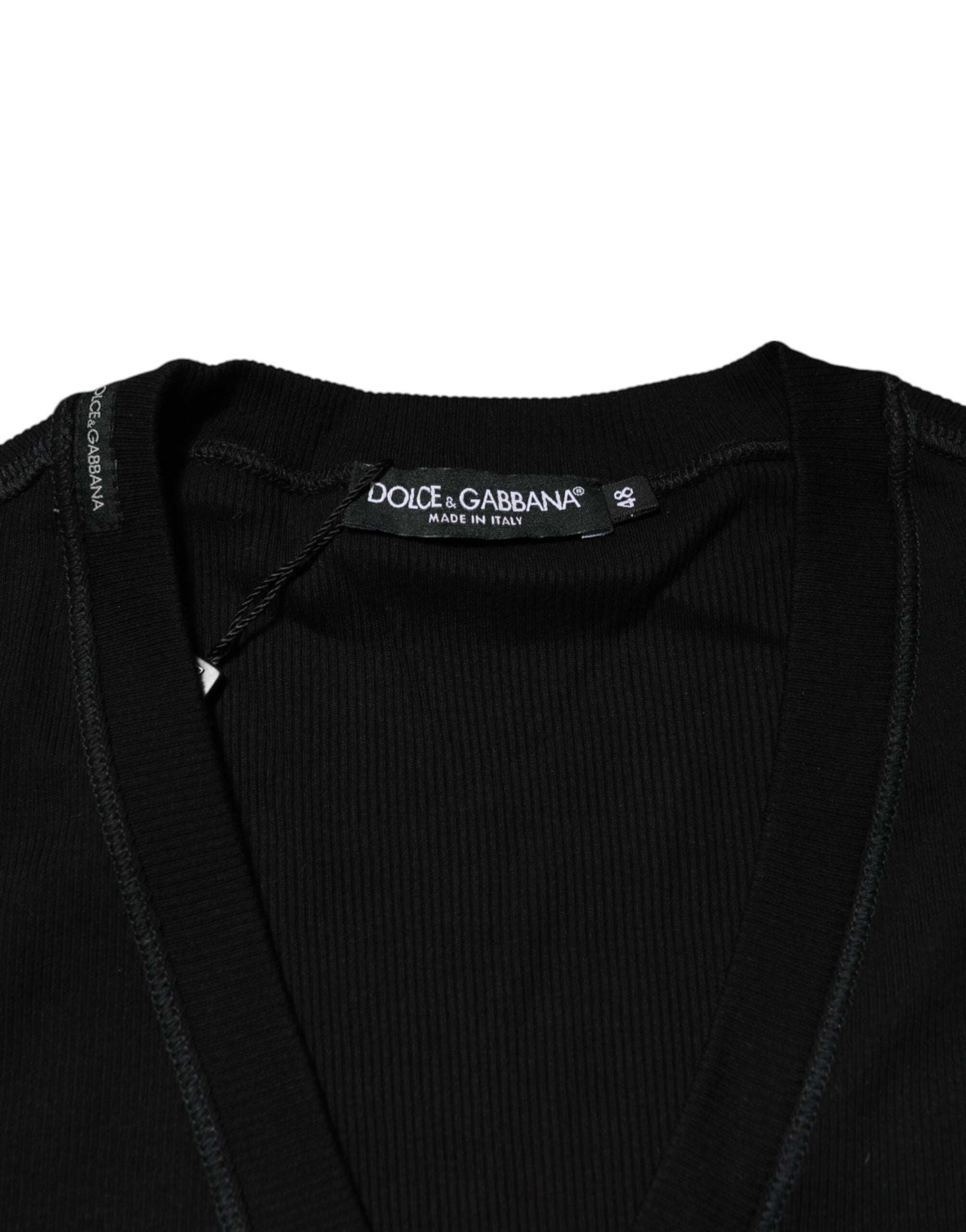 Dolce & Gabbana Men's Black Cotton Button-Front Cardigan