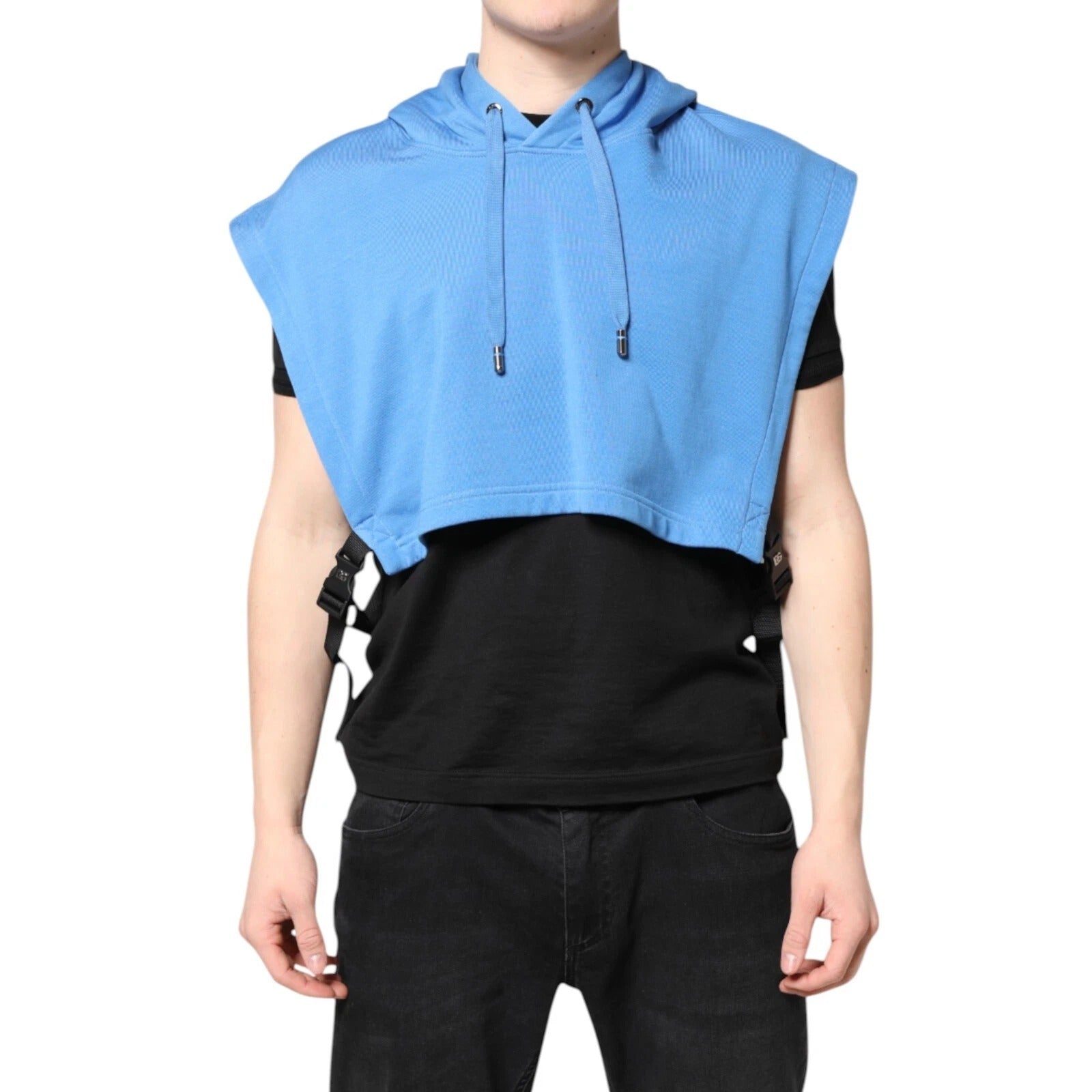 Dolce & Gabbana Blaue Baumwolle mit Kapuze Männer Sportswear Einheitsgröße Weste
