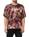 Dolce & Gabbana Mehrfarbiges Polyester-T-Shirt mit Marmordruck in Übergröße