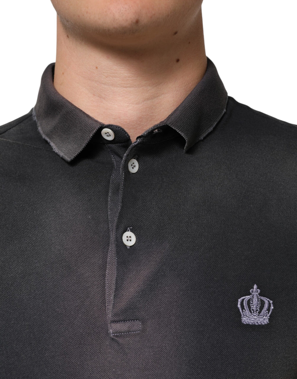 Dolce & Gabbana Men's Grey Cotton Collared Polo T-Shirt