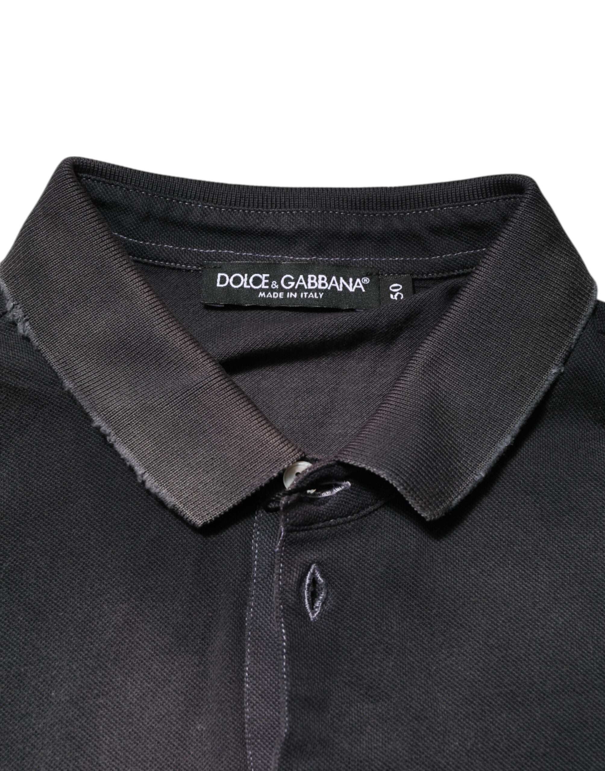 Dolce & Gabbana Men's Grey Cotton Collared Polo T-Shirt