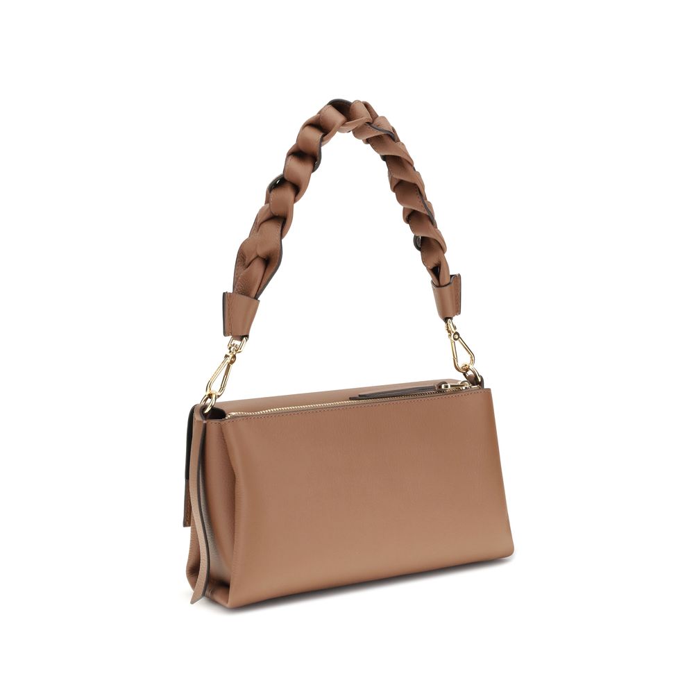 Coccinelle Beige Kalbsleder Bos Taurus Schultertasche