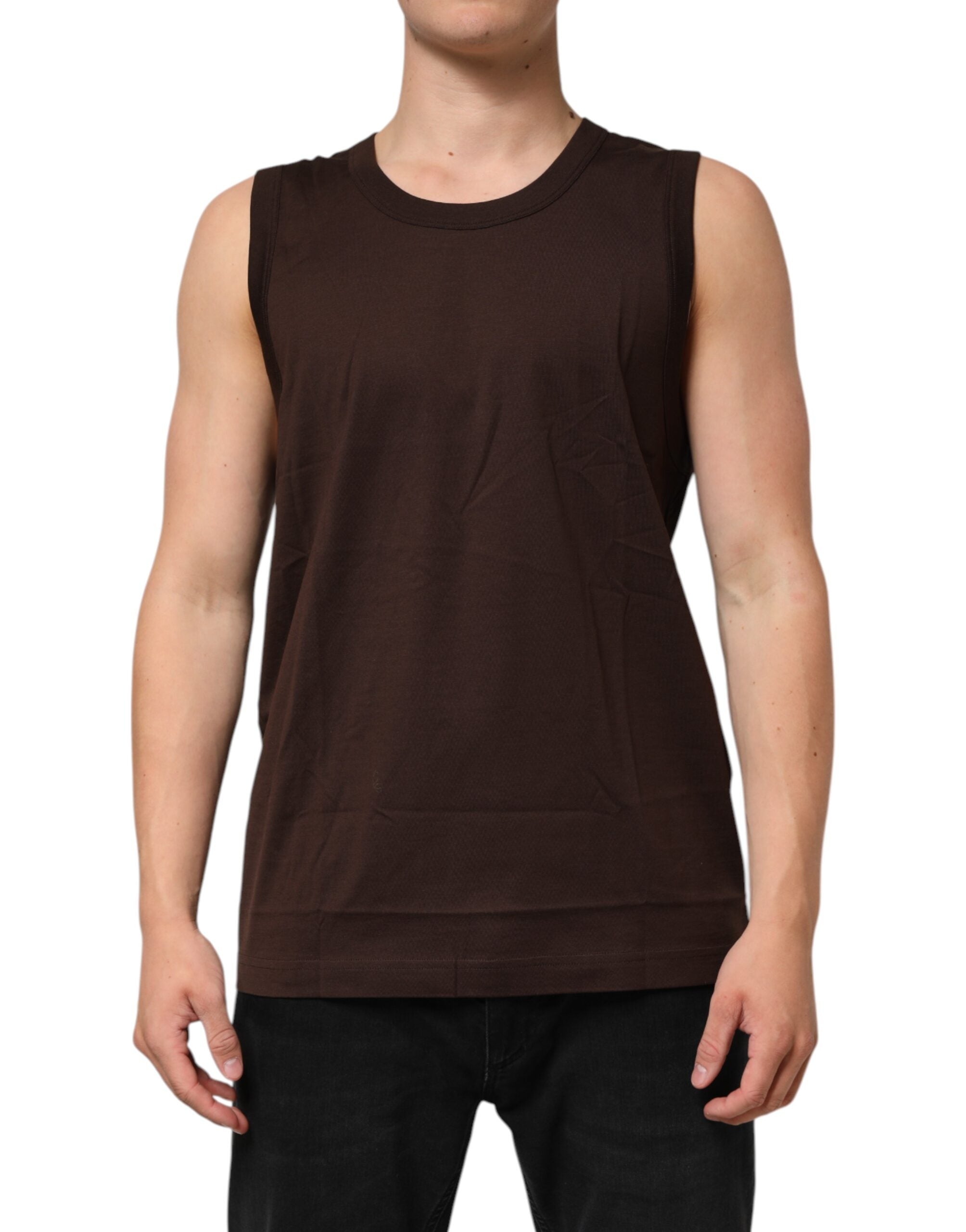Dolce & Gabbana Brown Cotton Sleeveless Underwear Men's Tank Top