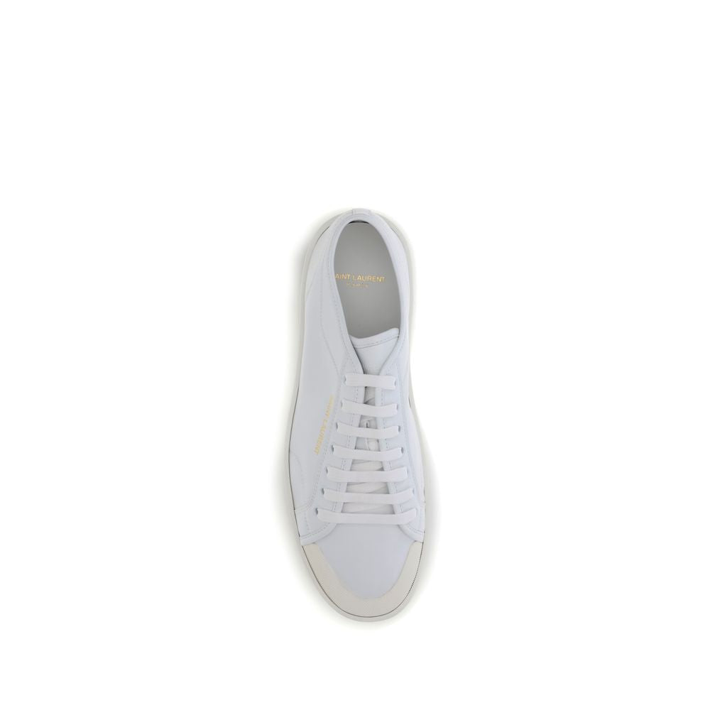 Saint Laurent Weiße Low-Top-Sneaker aus Kalbsleder Bos Taurus