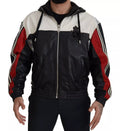 Dolce & Gabbana Schwarze Leder-Blousonjacke mit Kapuze