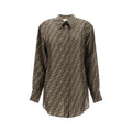 Fendi Braune Seidenbluse mit Muster