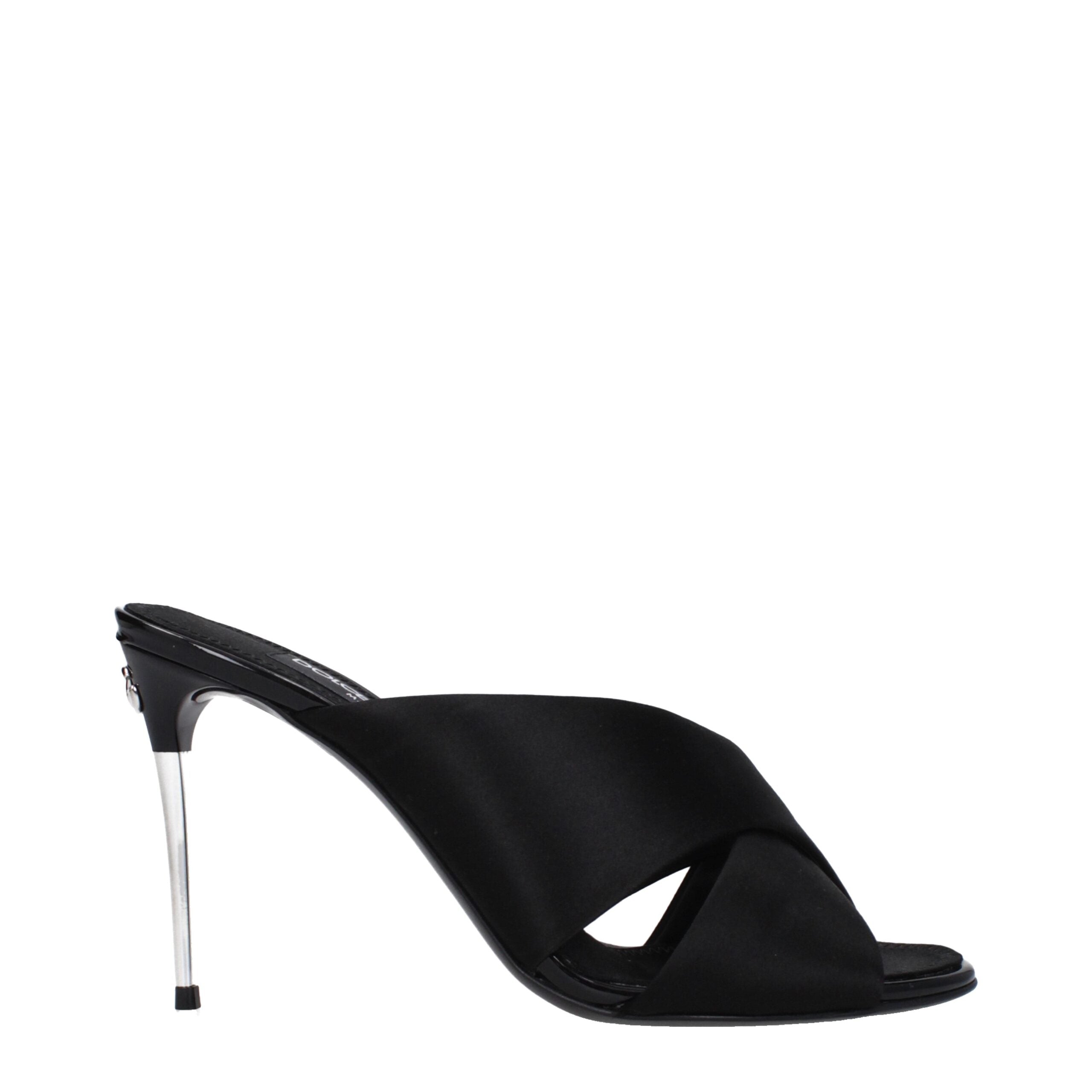 Dolce & Gabbana Black Satin Stiletto Sandals