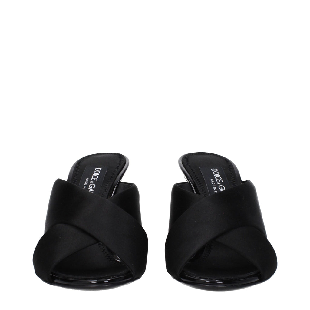 Dolce & Gabbana Black Satin Stiletto Sandals