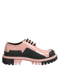 Dolce & Gabbana Light Powder Pink Black Leather Lace-up Shoes
