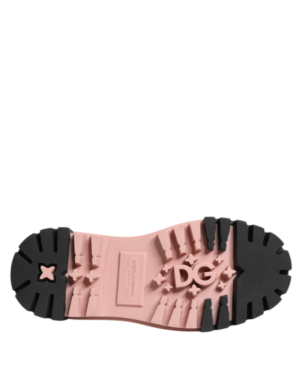 Dolce & Gabbana Light Powder Pink Black Leather Lace-up Shoes