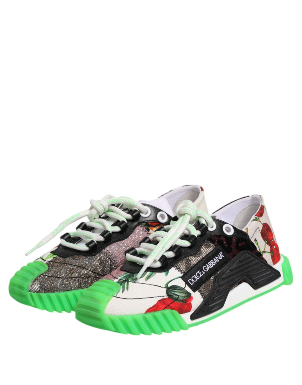 Dolce & Gabbana Multicolored DG Logo Leopard Cherry Sneaker Shoes