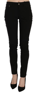 John Galliano Schwarze Mid Waist Slim Fit Skinny Denim Freizeithosen Jeans