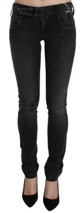 John Galliano Schwarze gewaschene Jeans mit niedriger Taille und schmaler Passform aus Denim