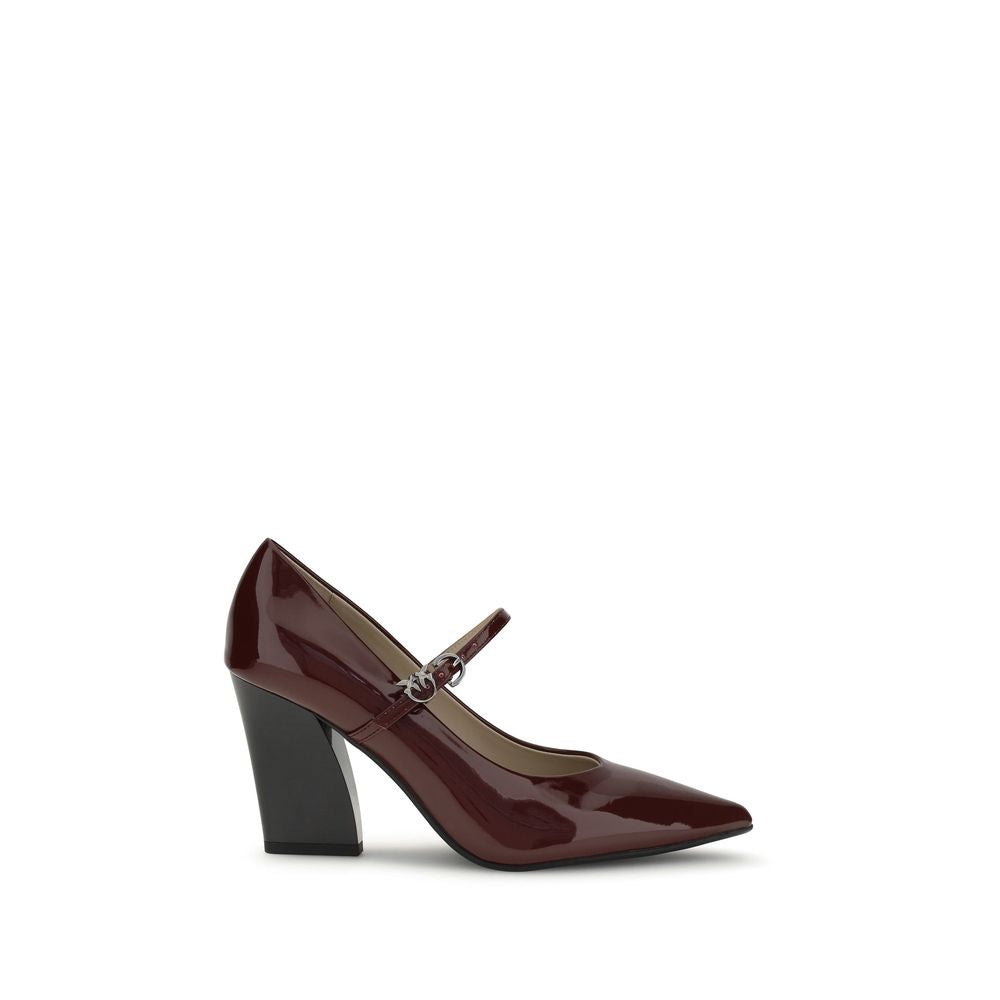 PINKO Burgundy Calf Leather Bos Taurus High Heel Pumps