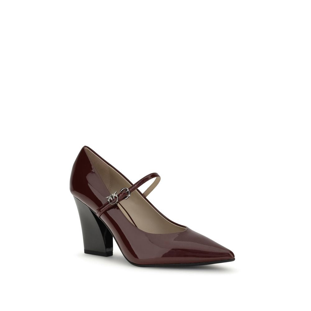 PINKO Burgundy Calf Leather Bos Taurus High Heel Pumps