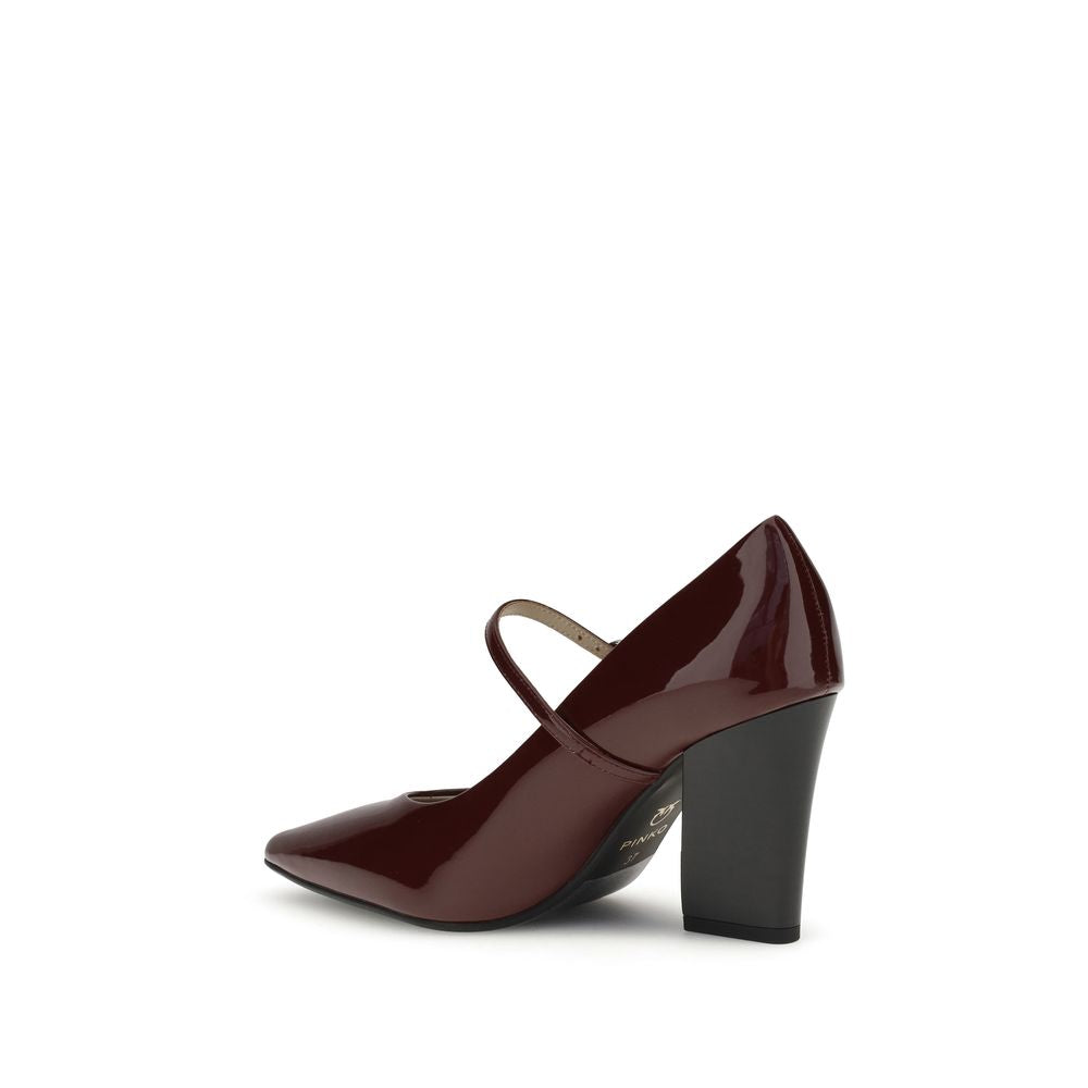 PINKO Burgundy Calf Leather Bos Taurus High Heel Pumps
